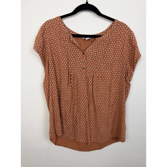 Sonoma Goods For Life Tops - Rust Orange Print Pintuck Blouse XL Boho